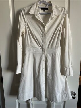 Banana Republic White  Button-Front Shirtdress
